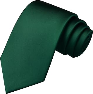 Branduce Men's 3.15" Solid Satin Necktie - Pure Color Microfiber Silk Blend Tie for Business Weddings + Gift Box