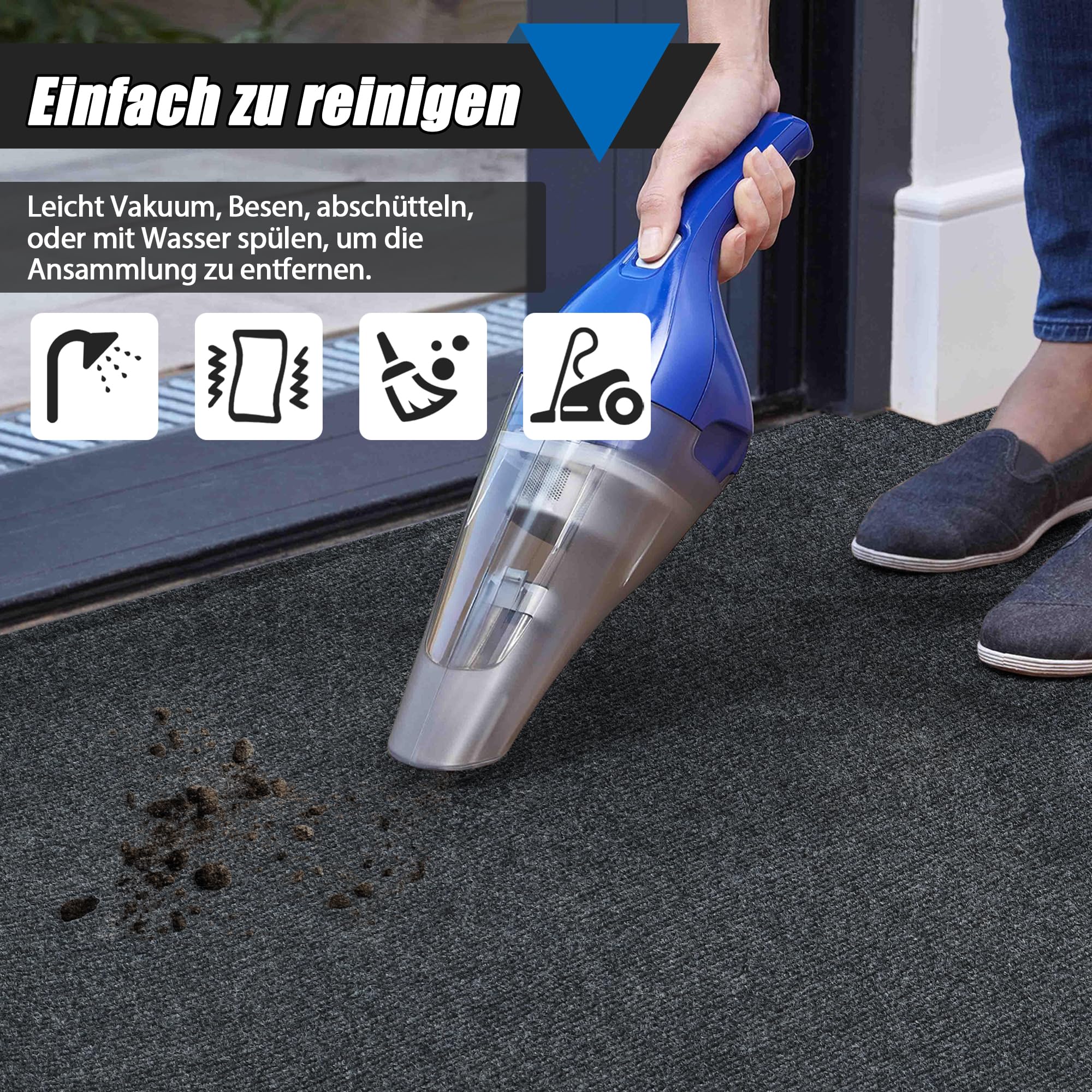 bimiti Teppich Läufer Flur rutschfest 300x90cm Schmutzfangmatte | Teppichläufer Küchenteppich Waschbar Korridor Teppich Meterware Fußmatte für Wohnzimmer Schlafzimmer Küche Büro Flur, Grau