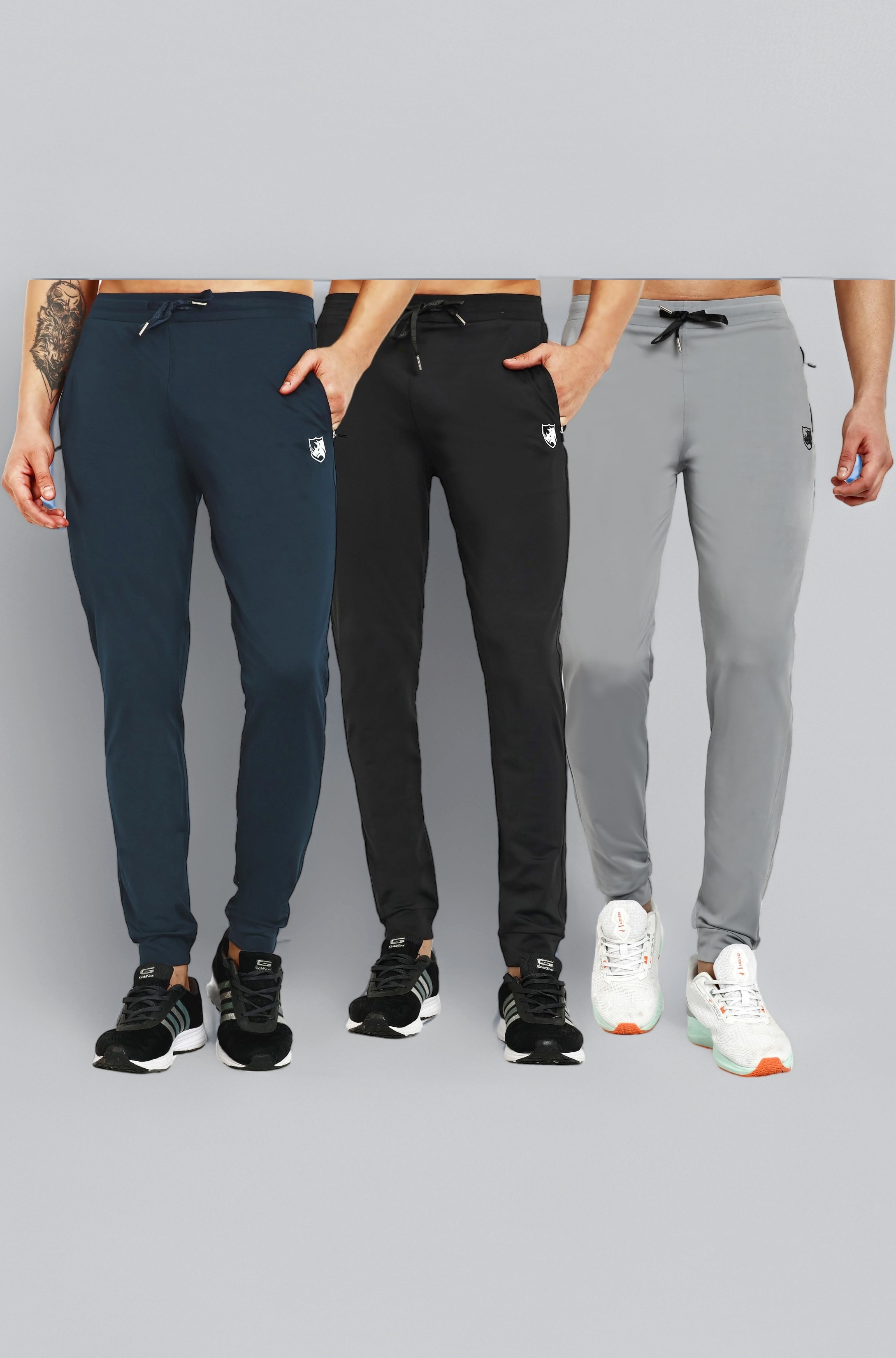 Regular fit Stretchable Track Pants Combo with Zipper Pockets (Pack of 3)