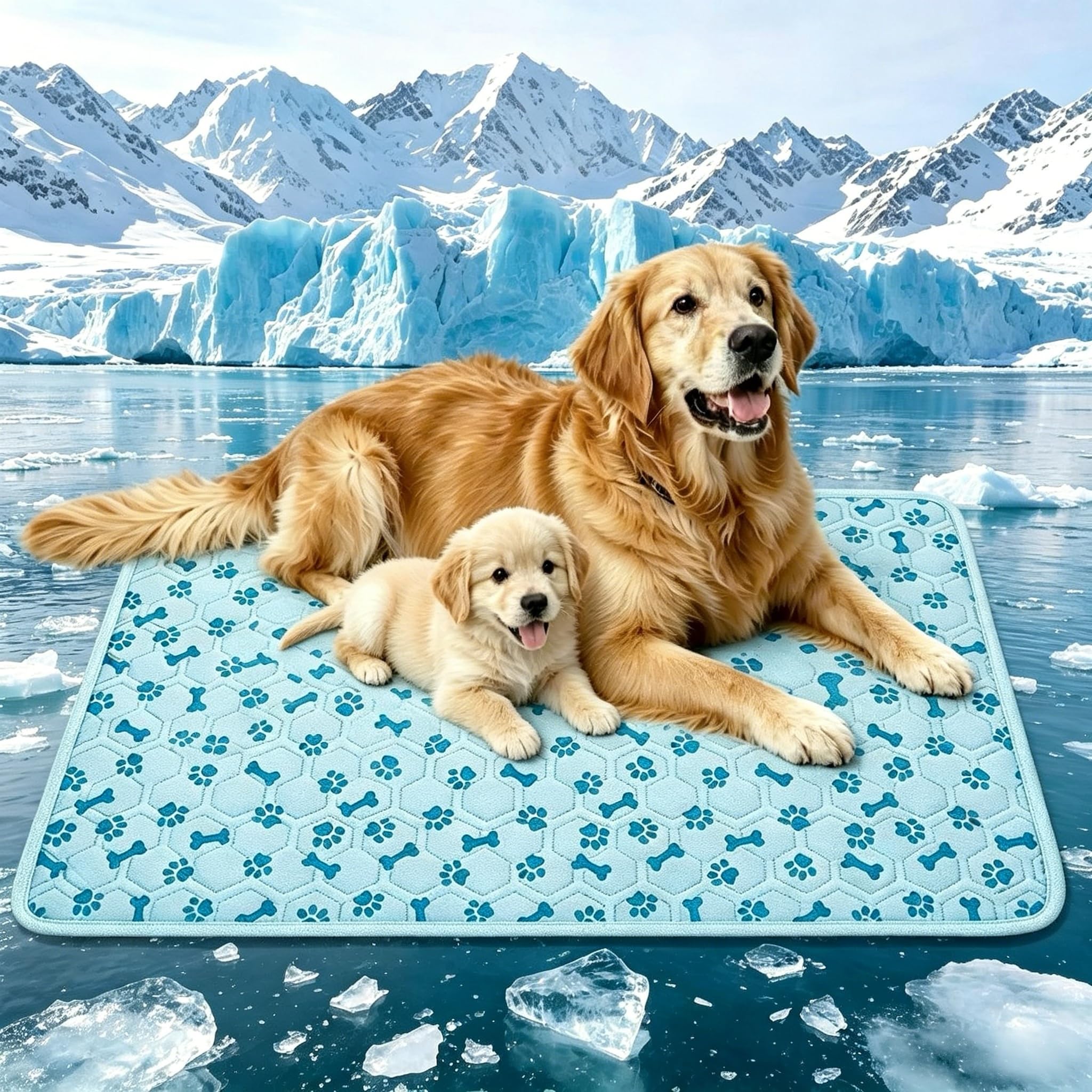 Dog Cooling Mat, Cooling Mat for Dogs - Anti-Slip 3D High Elastic Washable Cooling Pad for Dog, Large Dog Bed Mats for Crate, Q-Max 0.5 Pet Cooling