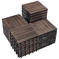 Vista 29 de PrimeZone - 54 azulejos entrelazados de madera de acacia sólida para terraza, patio, 12 x 12 pulgadas, impermeables, para interiores y exteriores