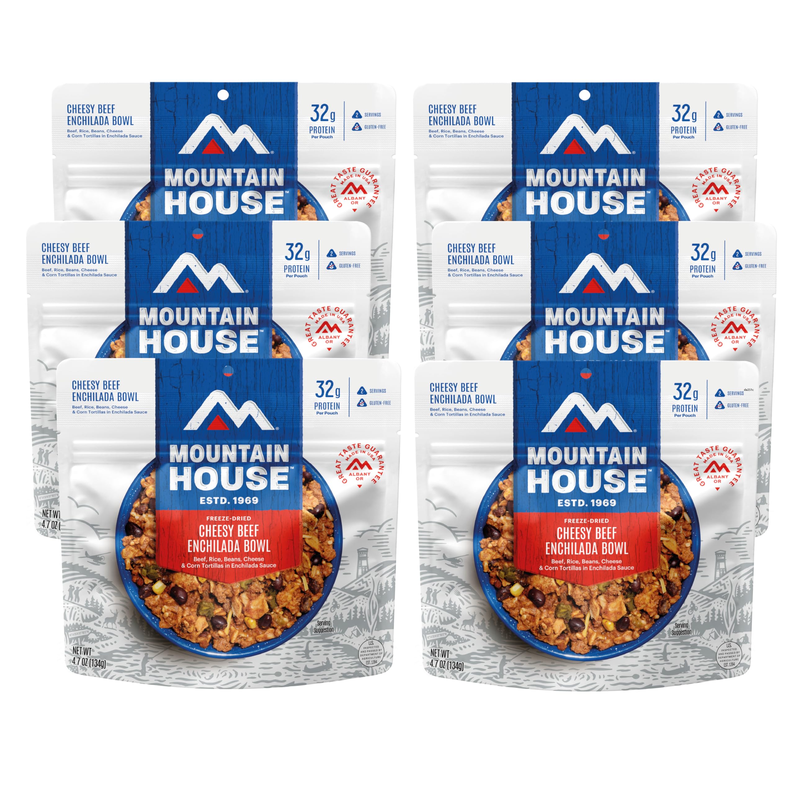 Mountain House GlutenFree Cheesy Beef Enchilada Bowl FreezeDried Food for Camping, 12 Servings, 30Year ShelfLife