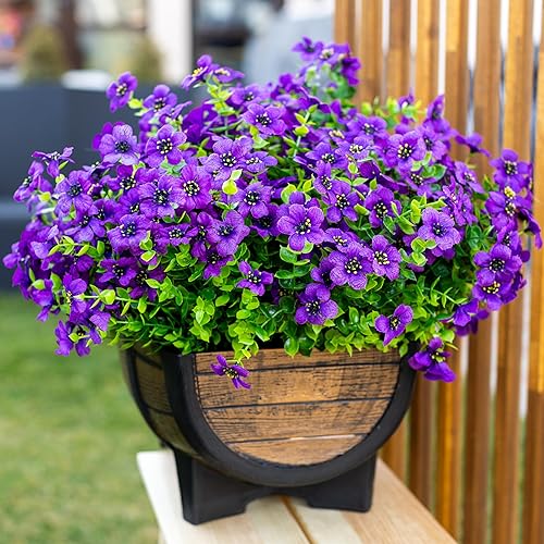 Miniatura 9 de AXYLEX Flores artificiales para exteriores, plantas falsas, 16 paquetes de boj de vegetación sintética para exteriores, no se decolora, resistente a