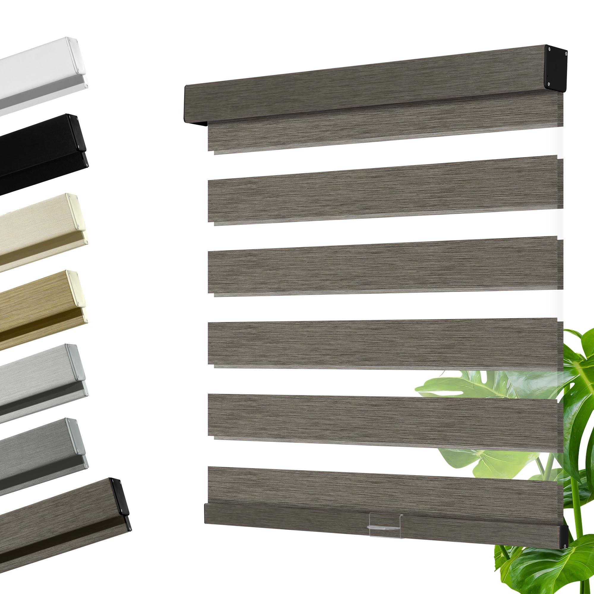 HOTSOON Cordless Zebra Blinds for Windows, Blackout Interior Blinds,Easy to Install,UV Protection,for Offices and Home,Custom Roller Shades, Mousse