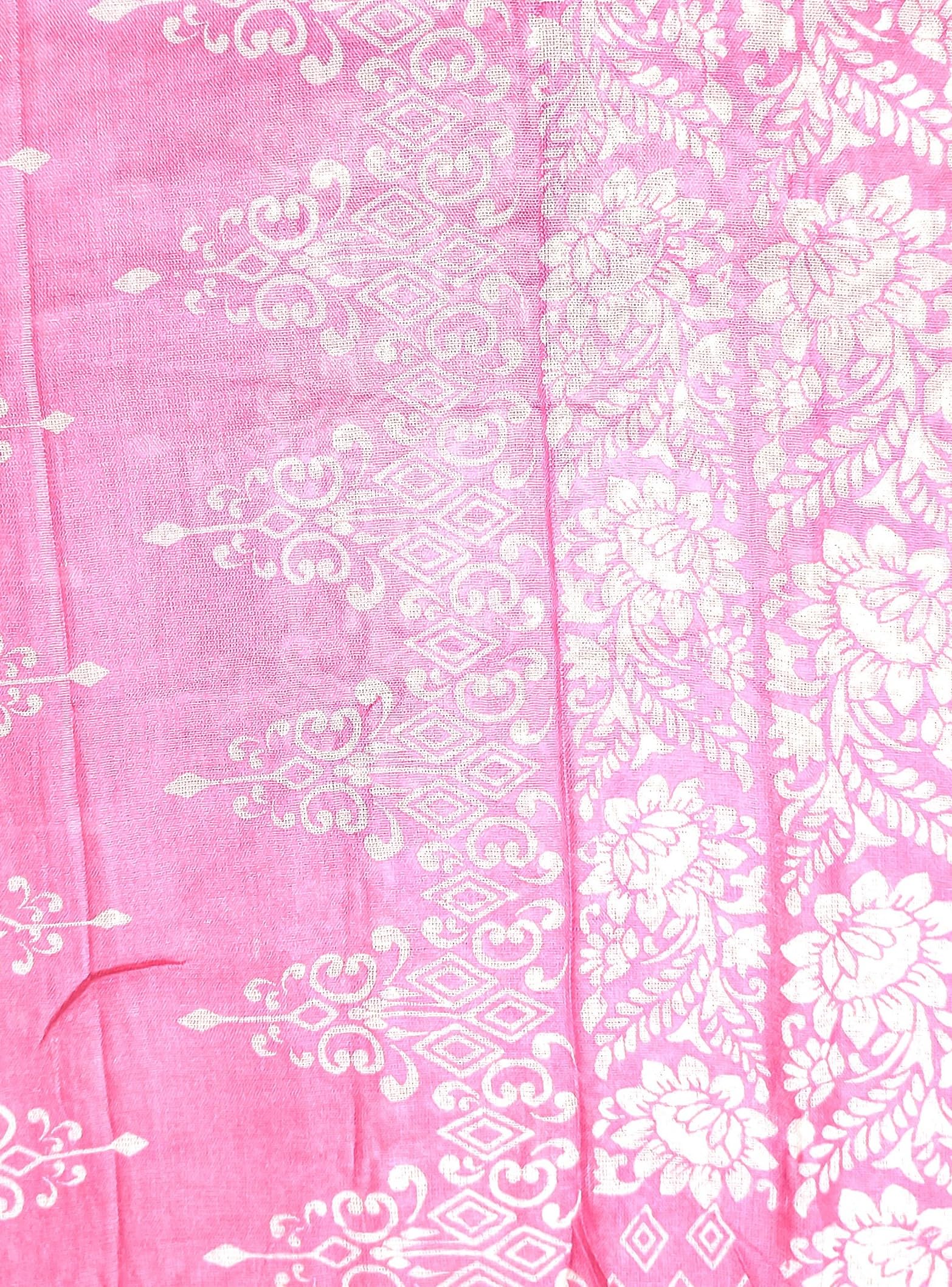 Women's Pink Floral Printed Dupatta with Tassel Ends, Lightweight Wrap Scarf-image-28
