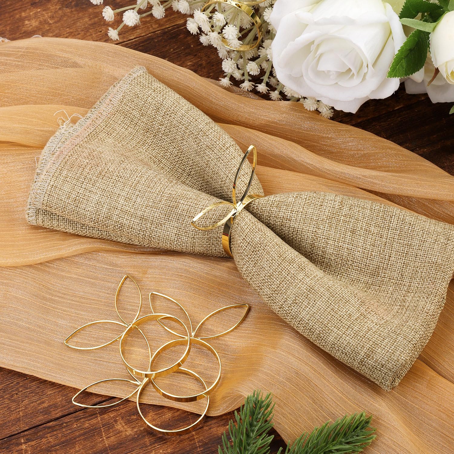 LIFKOME Lot De 6 Ronds De Serviette Lapin Doré – Anneaux Métal Pâques, Décoration Table Élégante Et Festive