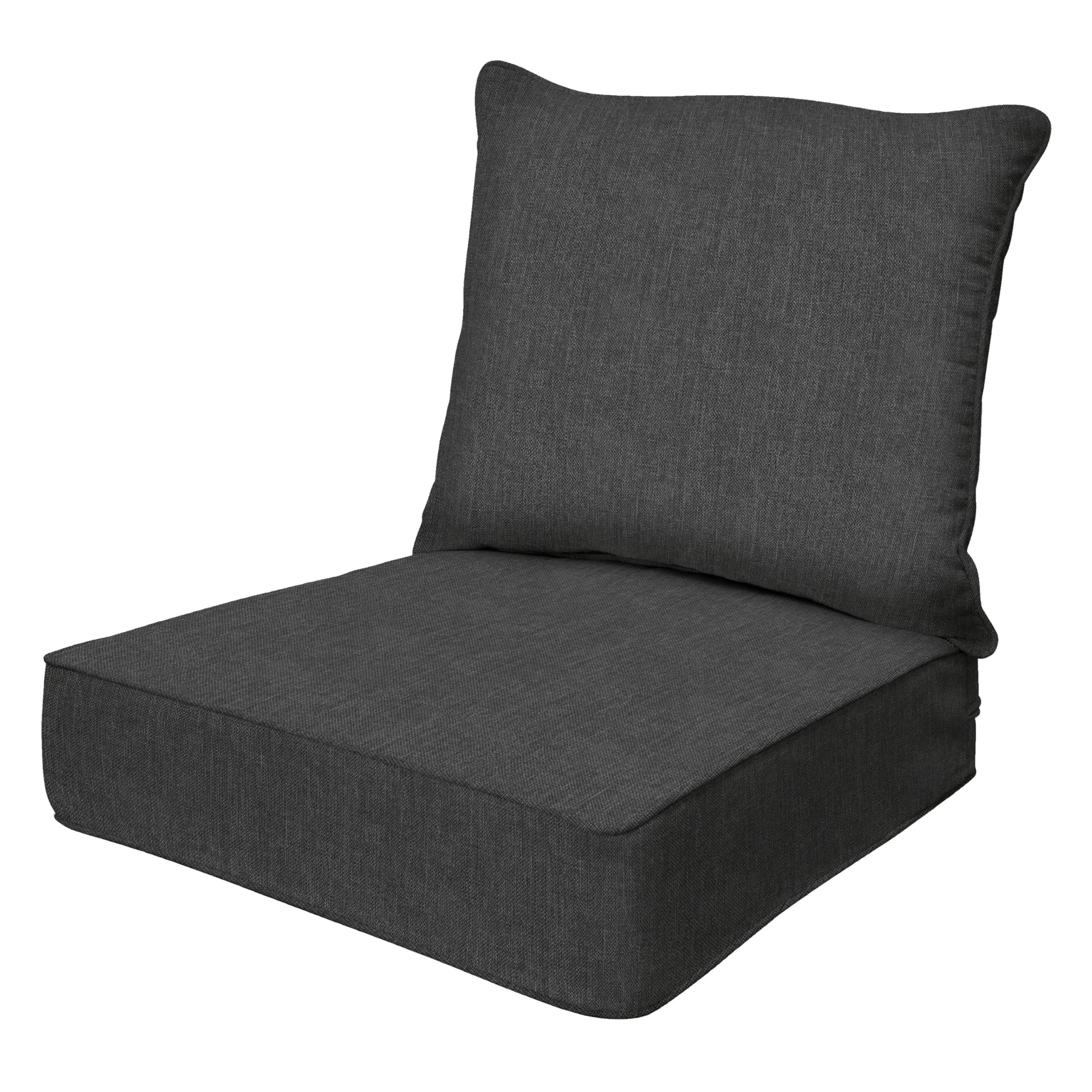 Honeycomb Outdoor Deep Seat, 24" W x 23" D, Textured Solid Charcoal Grey Outdoor Chair Cushion
