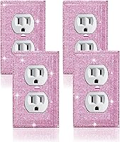 Vista 18 de 4 piezas de diamantes de imitación de imitación de madera de grano de pared cubierta de interruptor de luz de palanca, cubierta decorativa duradera