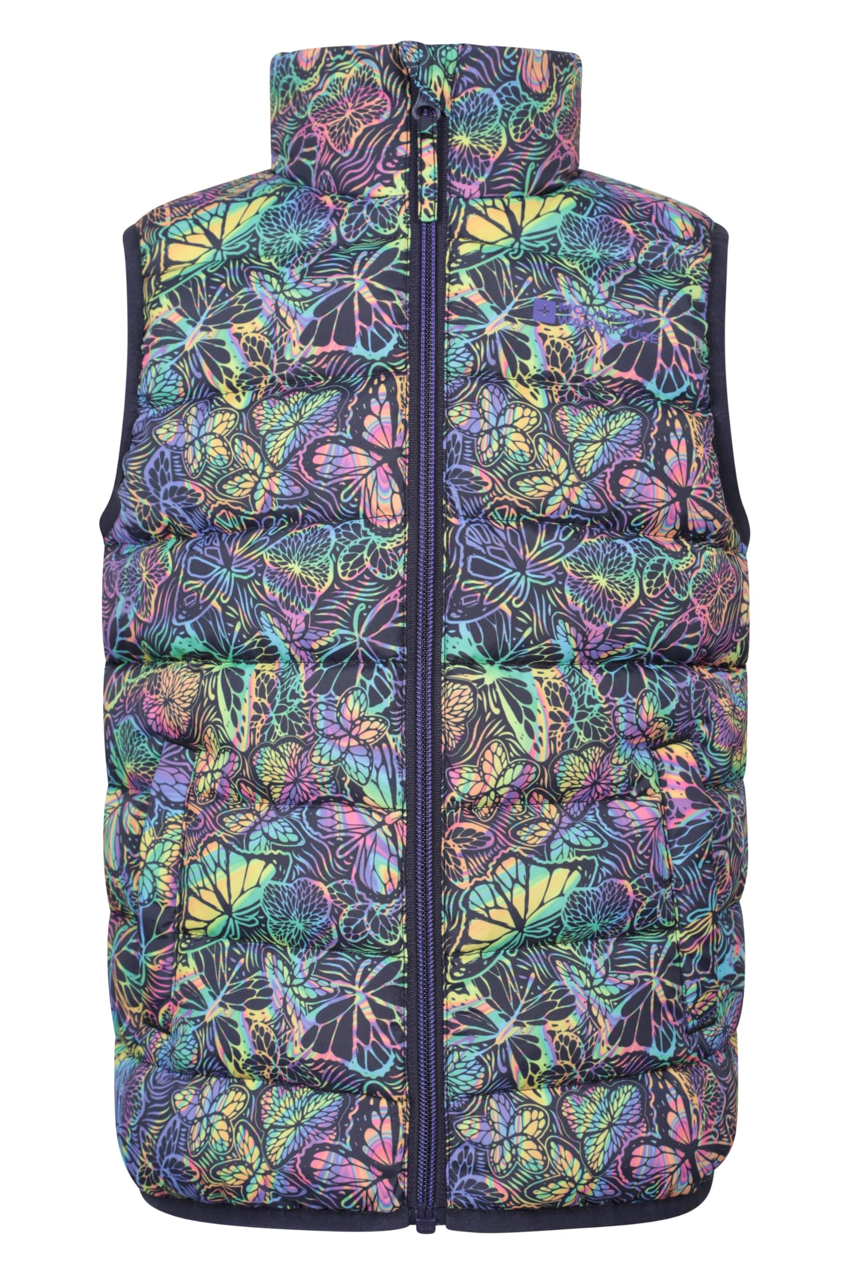 Mountain Warehouse Rocko Kids Printed Padded Gilet - Water Resistant Bodywarmer, Microfibre Childrens Jacket, Insulated Vest - For Autumn, Winter, Hiking, Running Bright Pink Kids Size 3-4 Years