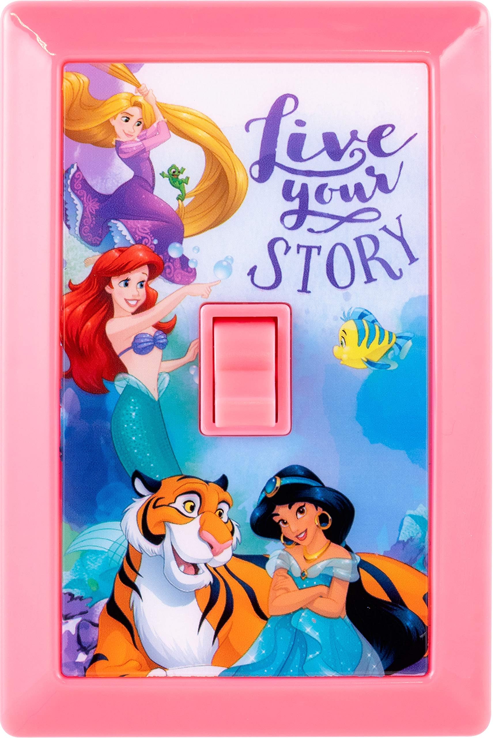Princess LED Light Switch, Night Light for Kids, Battery Operated, Room Décor, Manual ON/Off, Playrooms, Bedrooms, Bathroom and More, Pink, 44487