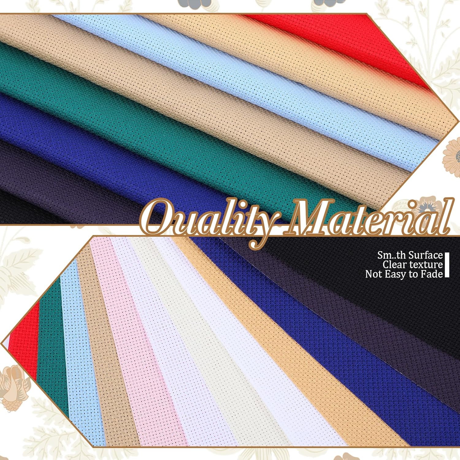 12 Pcs Aida Cloth 12 Color 14 Count Cross Stitch Fabric DIY Cross Stitch for Embroidery DIY Handmade Art Craft, 11.8 x 17.7 inch