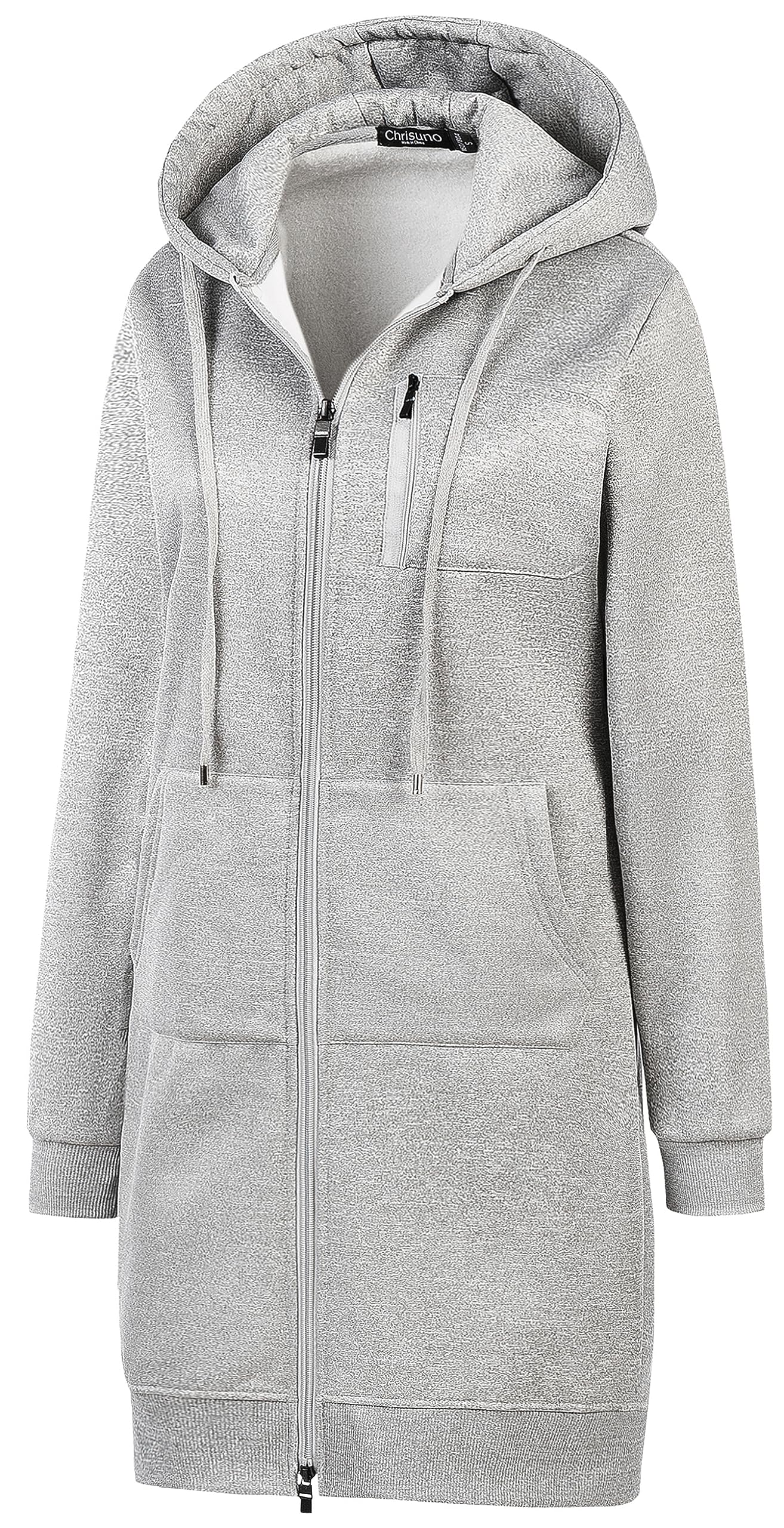 Chrisuno Women's Plus Size Casual Zip Up Hoodie Long Tunic Sweatshirts Fleece Jackets