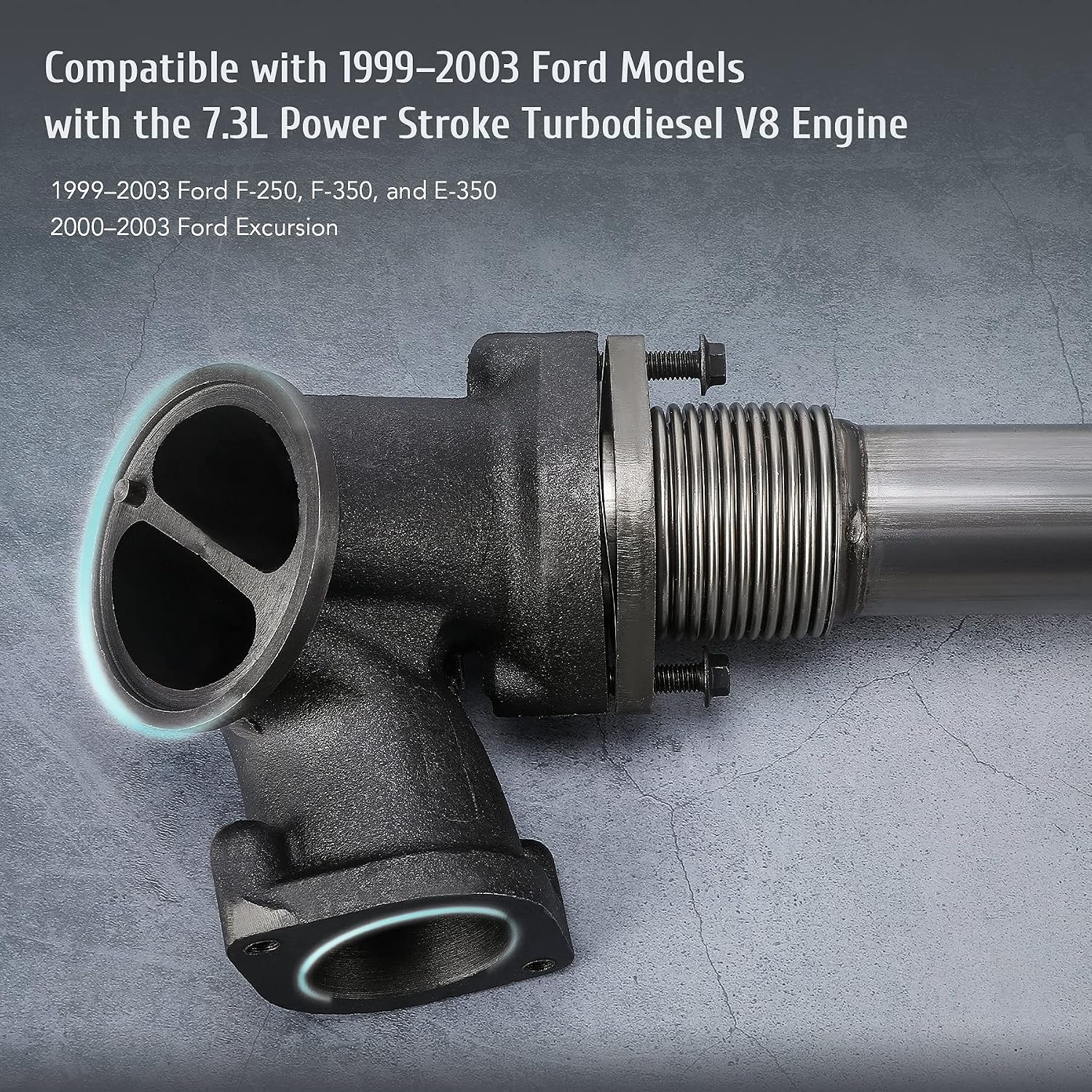 OMT Exhaust Manifold Bellowed Up Pipe Kit Compatible with 99-03 Ford 7.3L Powerstroke Turbo V8 Diesel Performance F250 F350 Super Duty Excursion E350| 1999 2000 2001 2002 2003