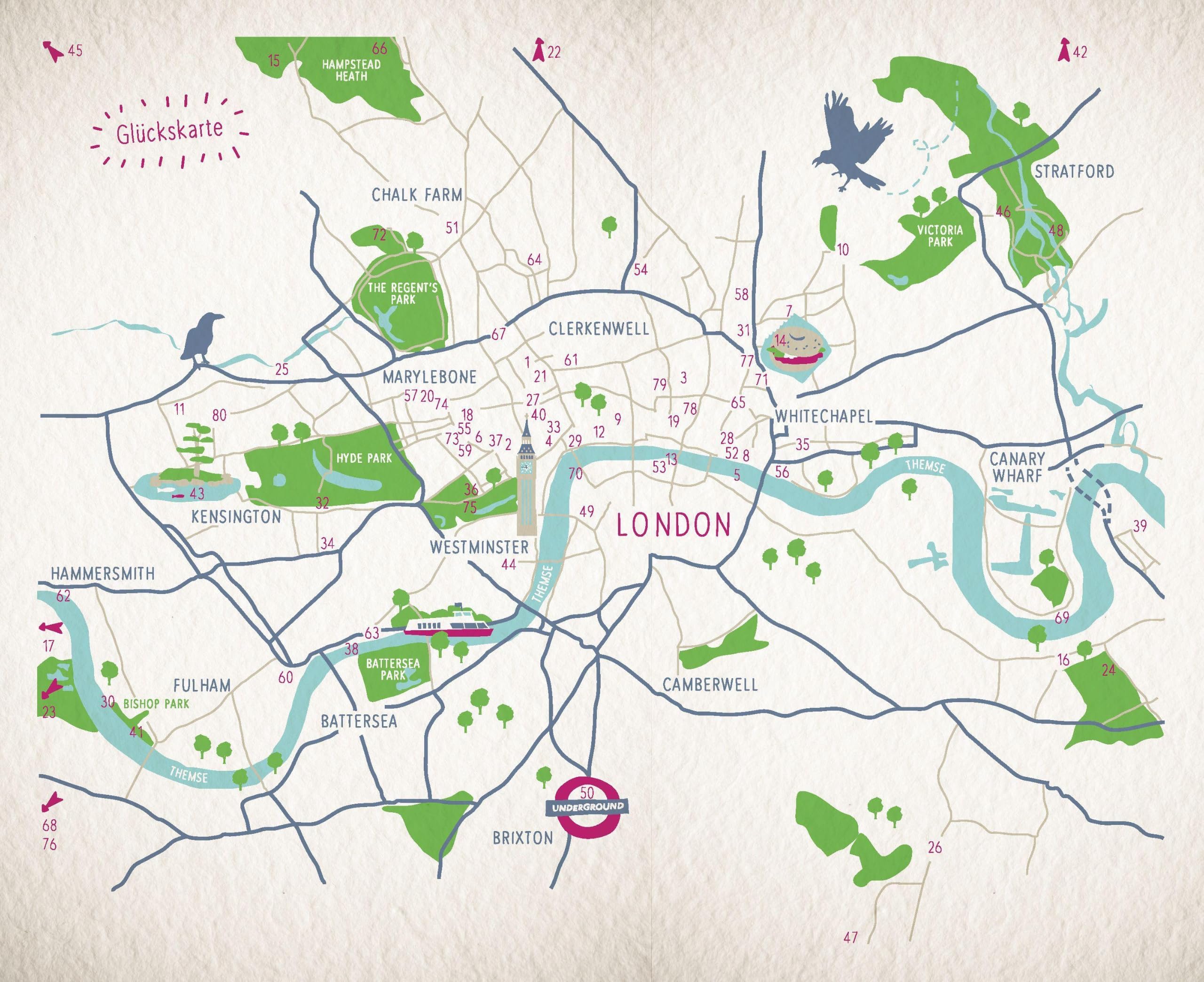 Glücksorte in London: Fahr hin & werd glücklich - mit 80 ausgewählten Highlights und Geheimtipps für besondere Entdeckungen, Ausflüge und Kurztrips
