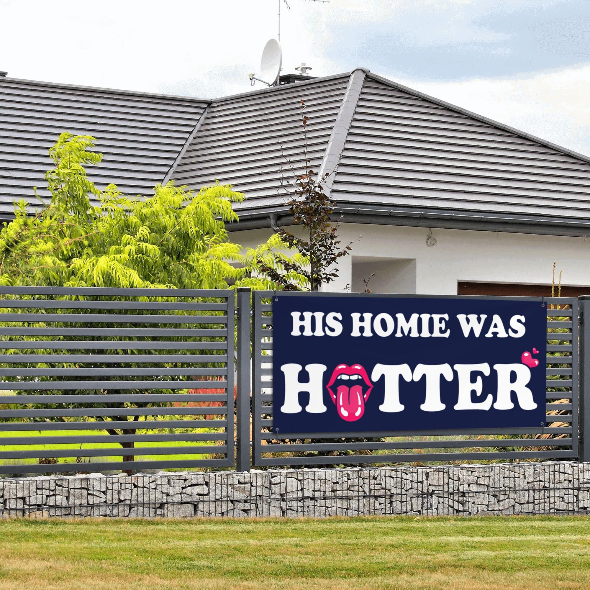Amazon.com: 2x4 His Homie Was Hotter Banner Funny Meme Fun