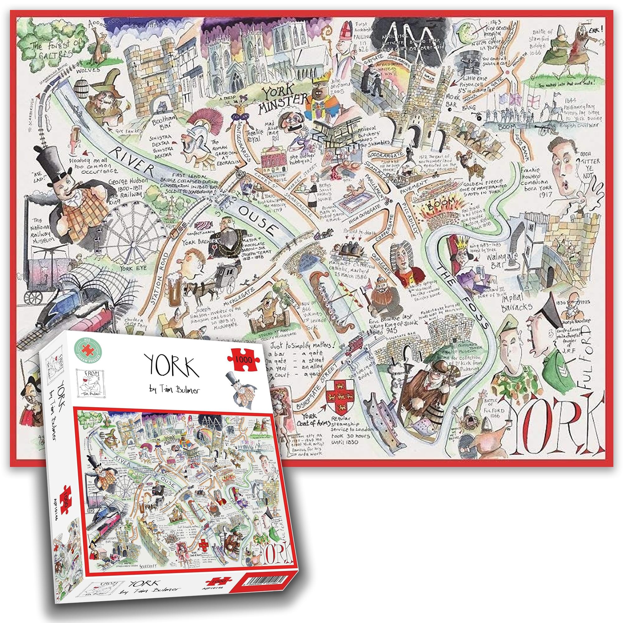 1000-Piece Jigsaw Puzzle - York - by Tim Bulmer – Explore Iconic Landmarks & Historical Figures – Fun, Challenging, and Educational Puzzle Featuring York Minster, River Ouse, & More