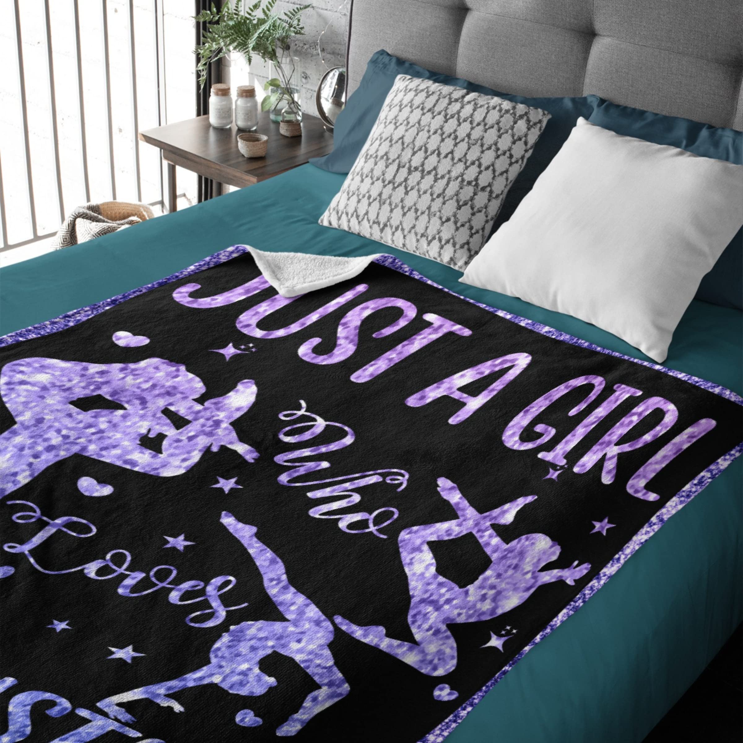 Just A Girl Who Loves Gymnastics (1) Blanket Soft Cozy Throw Blankets Flannel Blankets for Couch Bed Living Room 50"x40" （S） for Kid