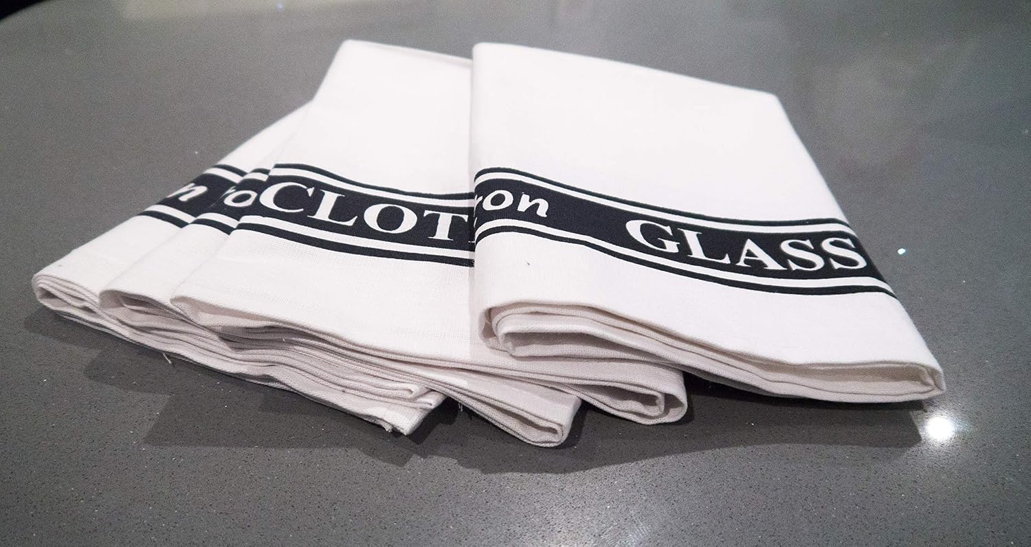 Lex's Linens Pack of 4 100% Cotton Glass Cloths/Glass Kitchen Towel/Glass Tea Towel/Catering Cloth/Bar Cloth (Black, 4) - Image 5