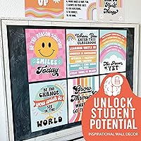 Vista 5 de Hadley Designs Póster motivacional para decoración de aula, 9 pósteres de aula de mentalidad de crecimiento, decoración de pared inspiradora