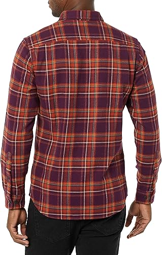 Miniatura 10 de Yaxa Essentials Camisas de franela de manga larga para hombre, corte ajustado, a cuadros con botones