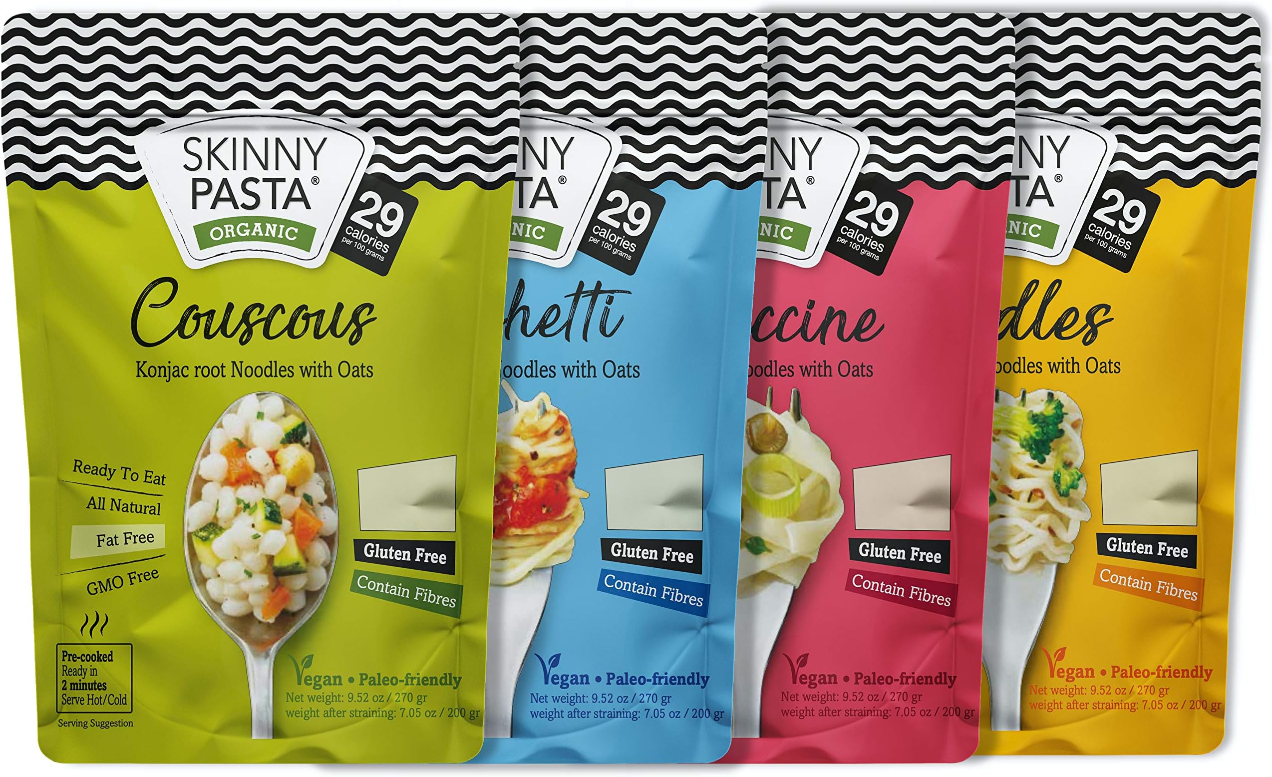 Skinny Pasta 270g - 100% Konjac Noodle (Shirataki Noodles), Variety, Pack of 24