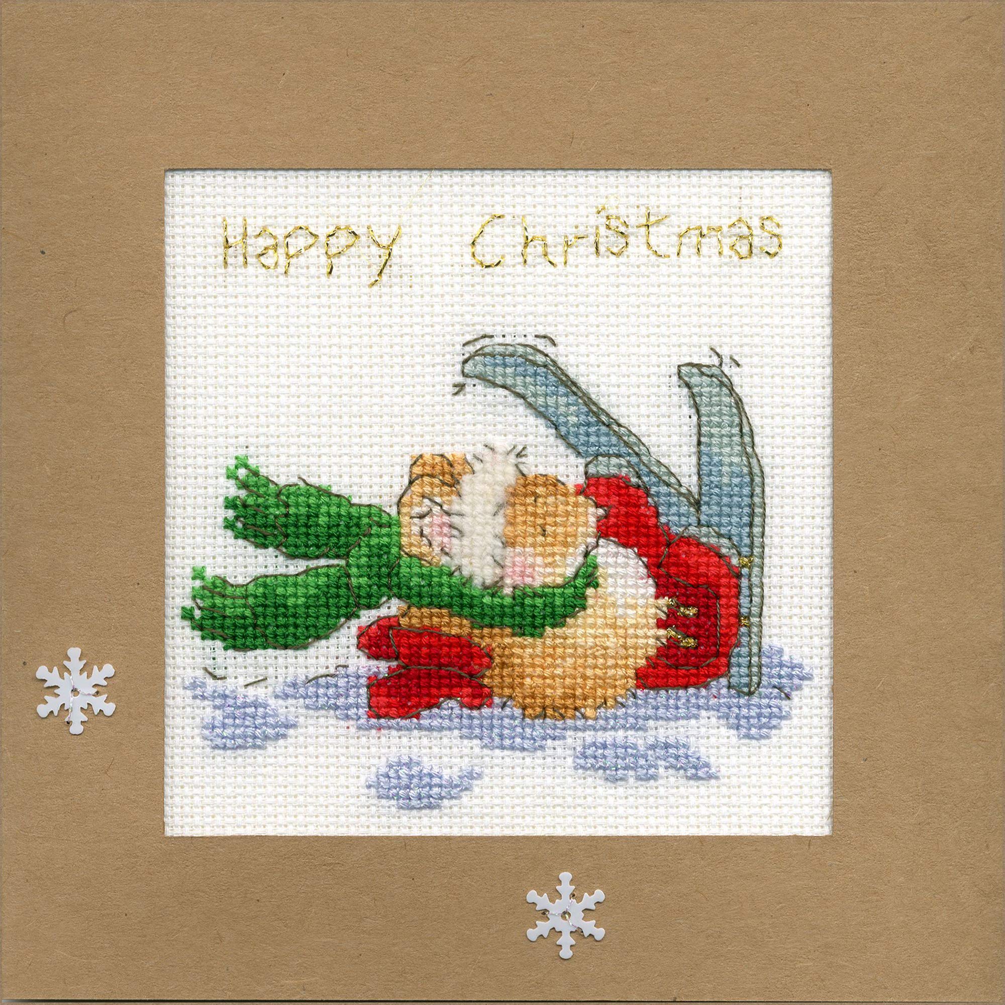 Bothy Threads Greating card counted cross stitch Kit ""Apres Ski"", 10x10cm, XMAS2