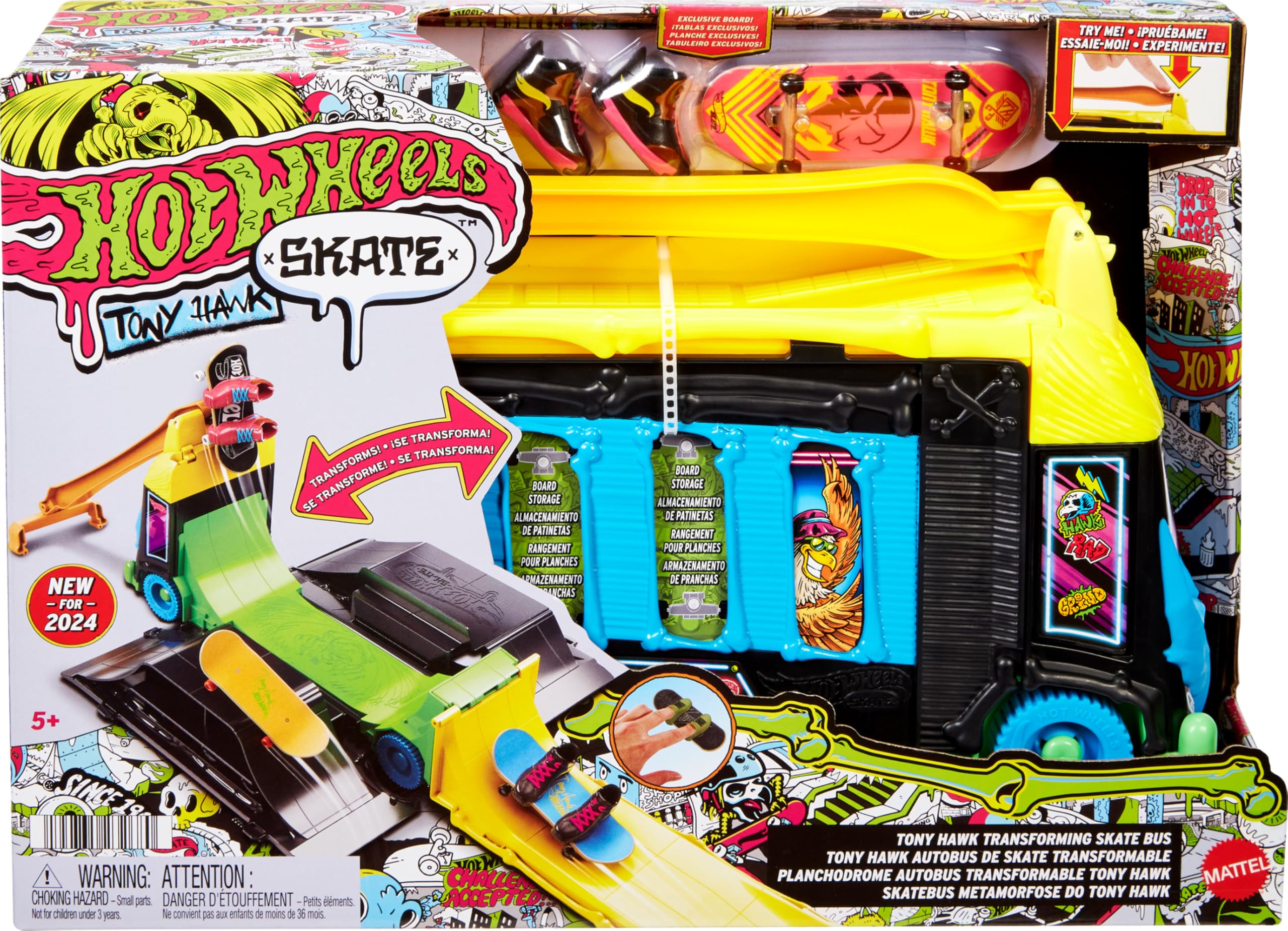Hot Wheels Skate Park Tony Hawk Transforming Bus HXL15 : Amazon.sg