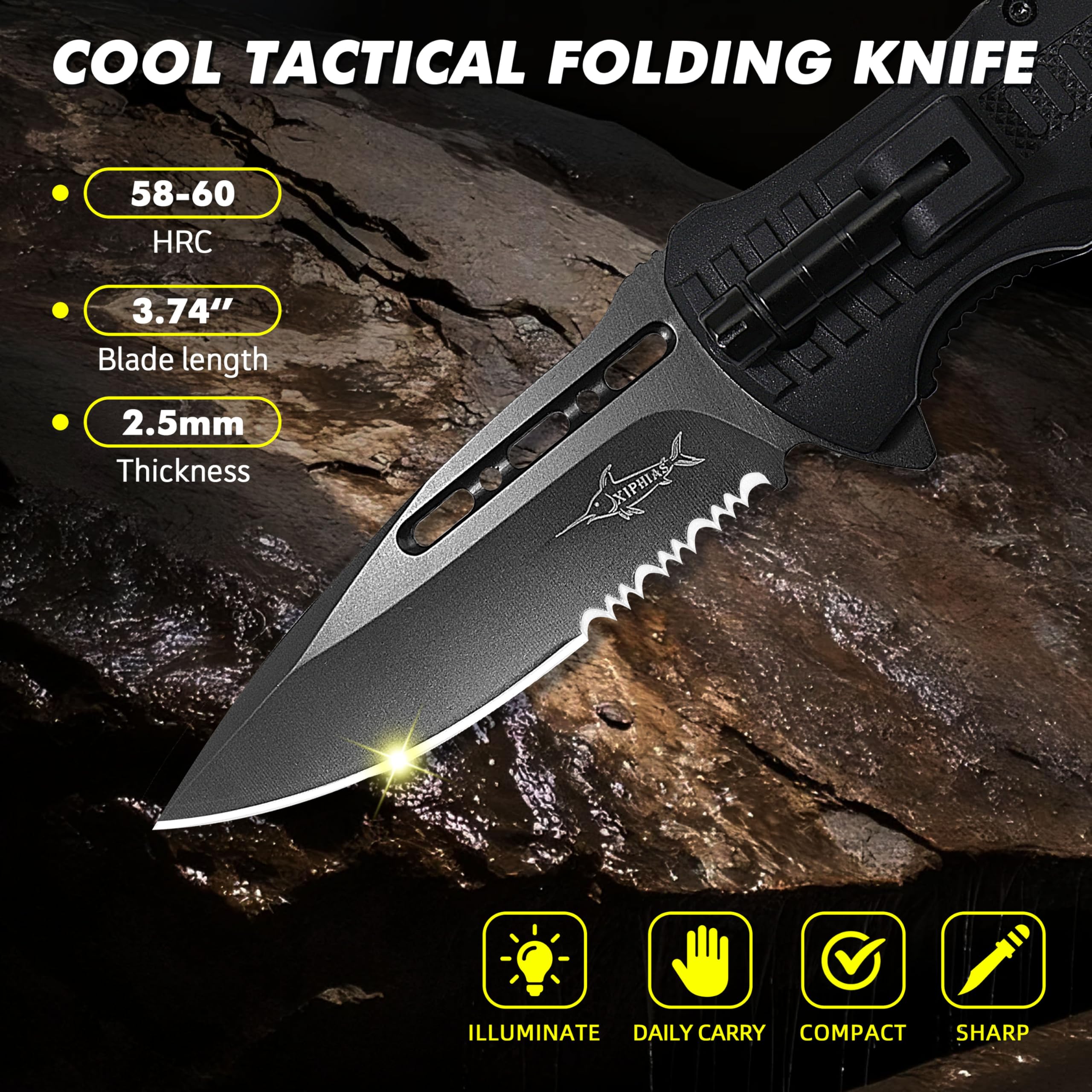 Amazon.co.jp: XIPHIAS サバイバル折りたたみナイフ - ステンレス