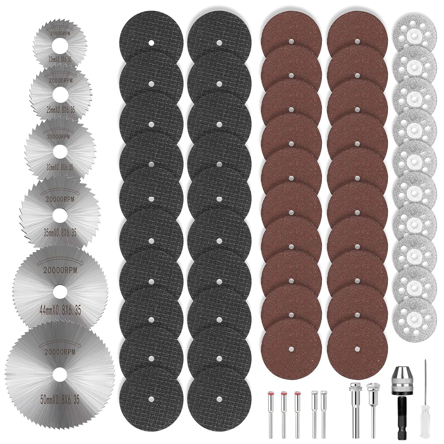 SUNJOYCO 66 pcs Cutting Wheel Set for Rotary Tool Die Grinder, Resin Cut Off Wheel, Mini HSS Saw Blade, Resin Cut Off Disc, 545 Diamond Cutting Wheel Cutter Kit with Mandrel Wood Glass Stone Metal