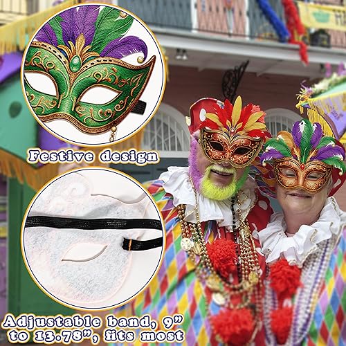 Miniatura 5 de Juego de 16 máscaras de Mardi Gras a granel decoraciones de fiesta de carnaval (fieltro)