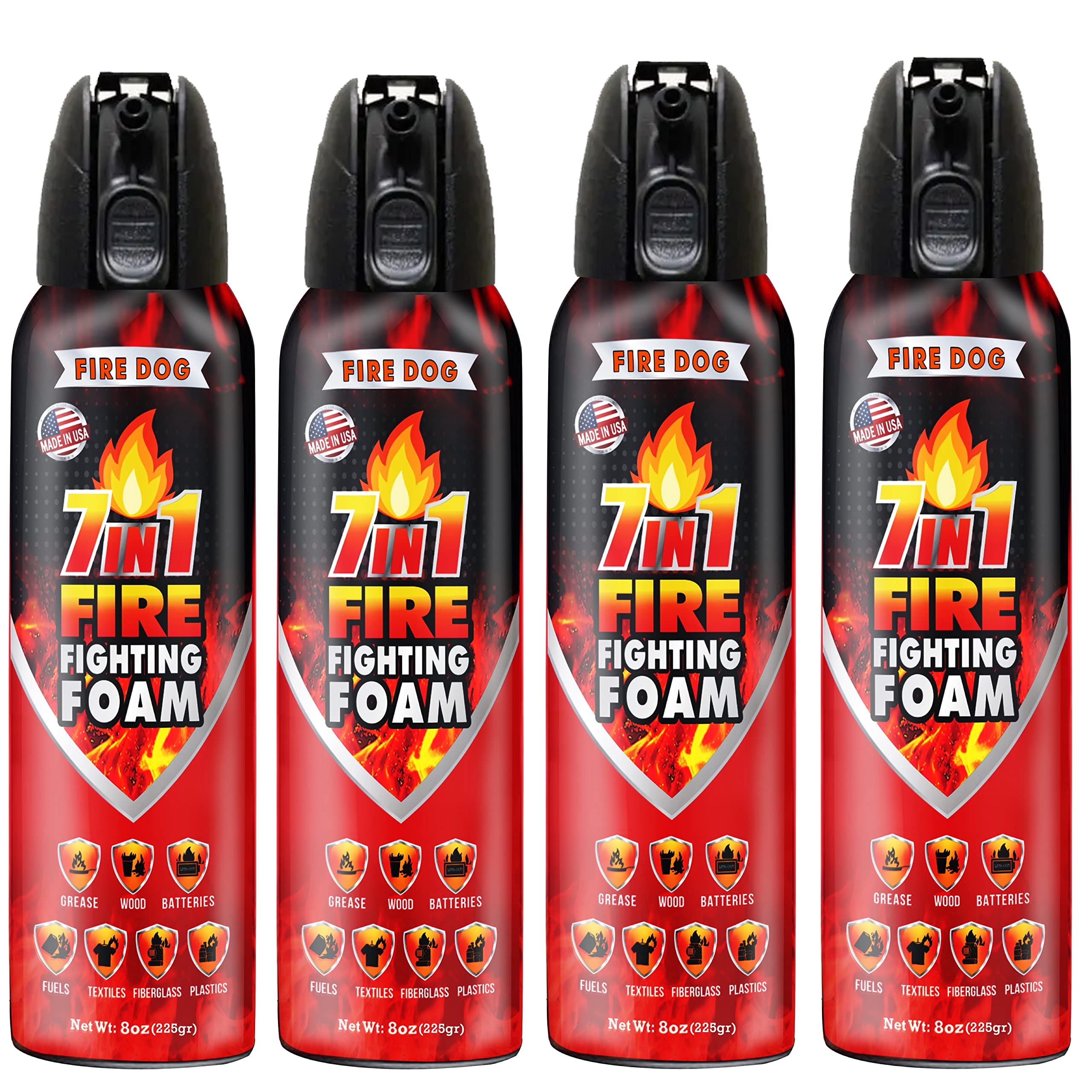 Fire Dog 7-in-1 Portable Fire Fighting Foam Spray – Safe, Fast, Easy - Tackle 7 types of fires in seconds Best small fire spray for Kitchen, Home, Work - non-toxic - easy clean up