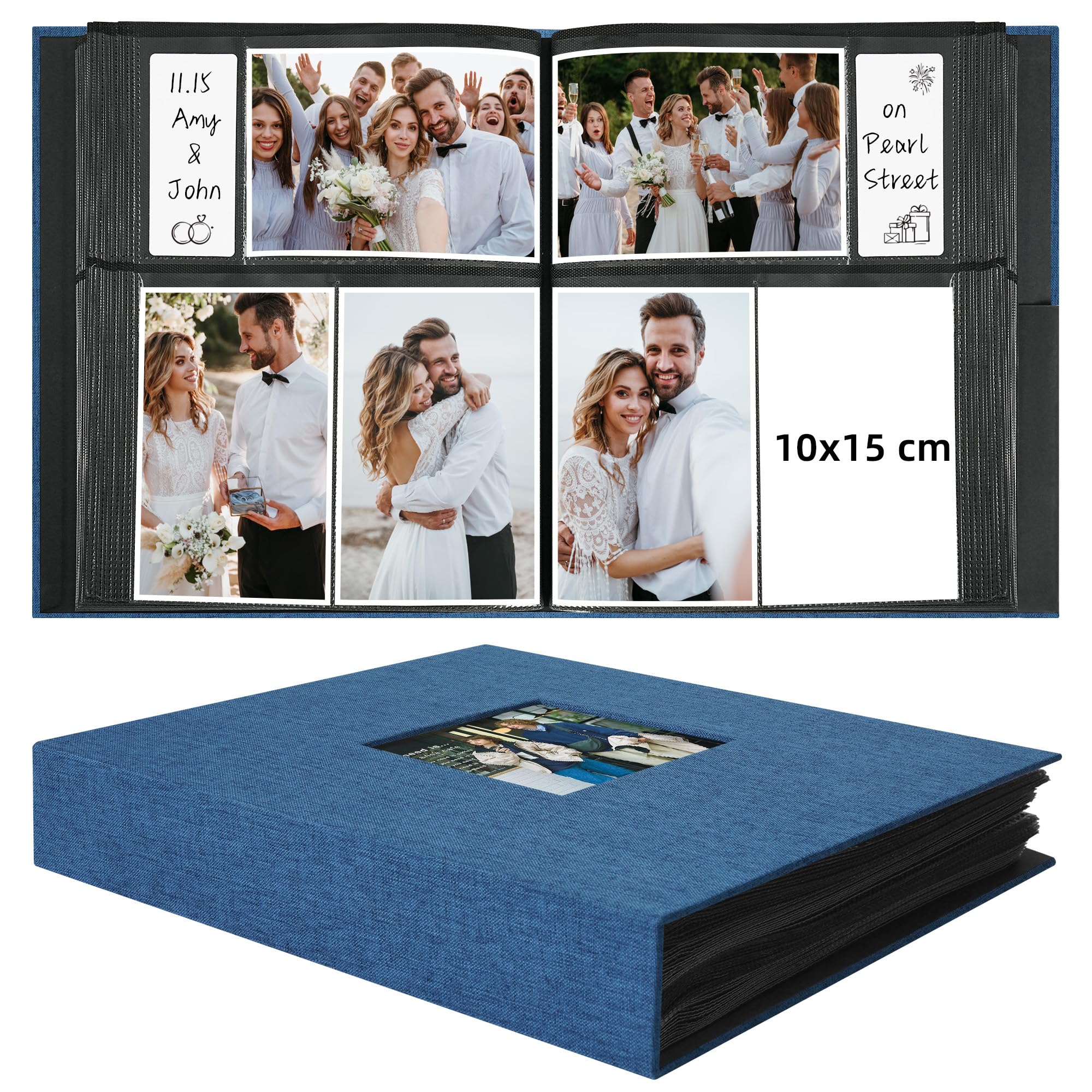 Vienrose Fabric Slip In Photo Album 6x4, 300 Photos, Front Window