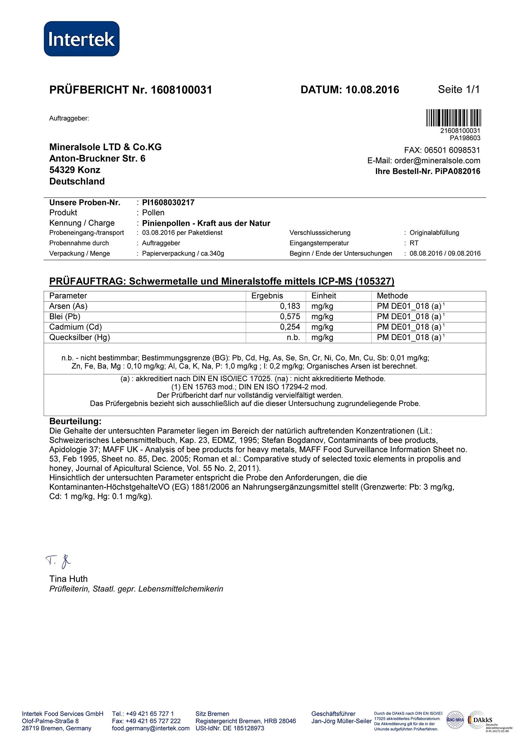 Pinien Pollen 100g in Einer Plastikdose Wildsammlung zellwandgebrochen in deutschem Labor auf Schadstoffe geprüft.