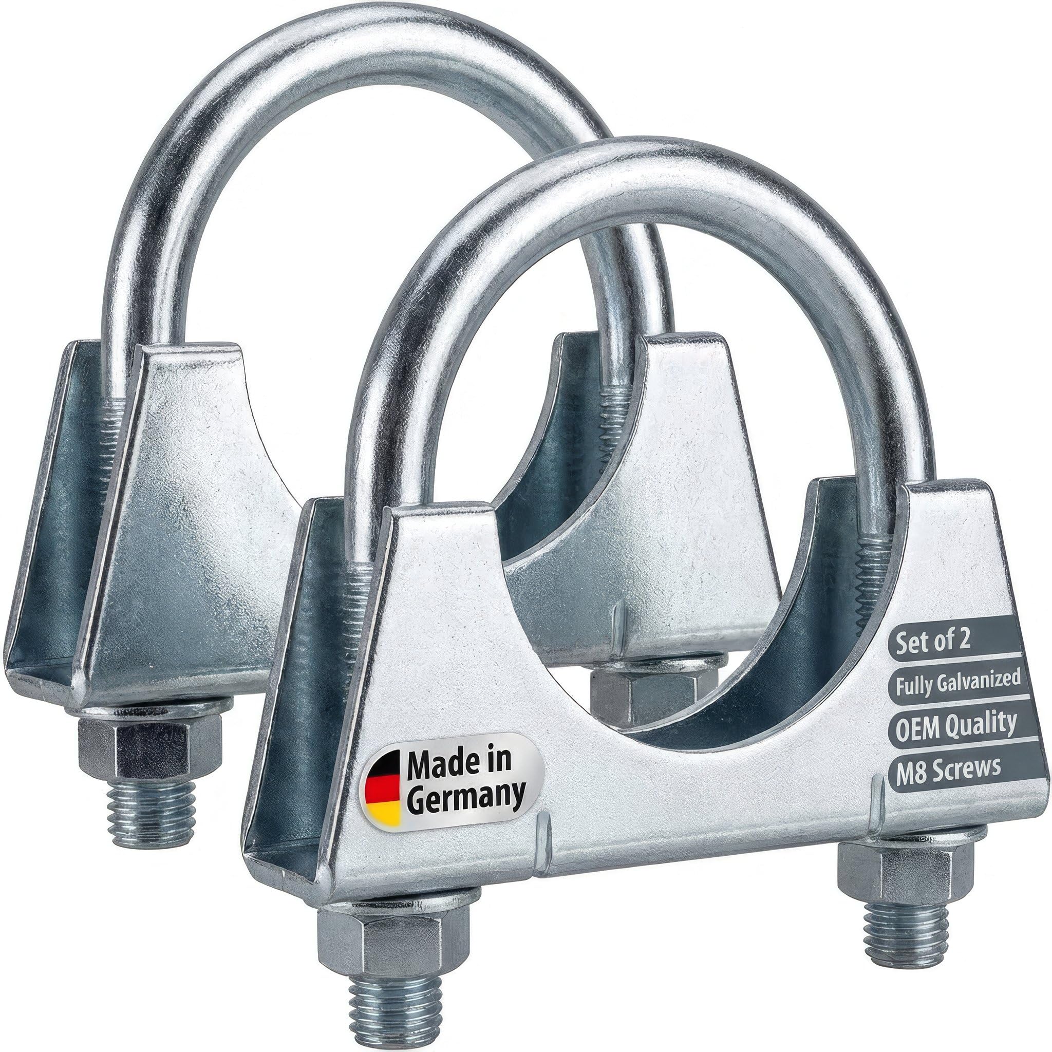 Auprotec 2X U Bolt Exhaust Clamp M8 For Exhaust And Pipe Joints I Galvanized Steel I Ø 58 Mm