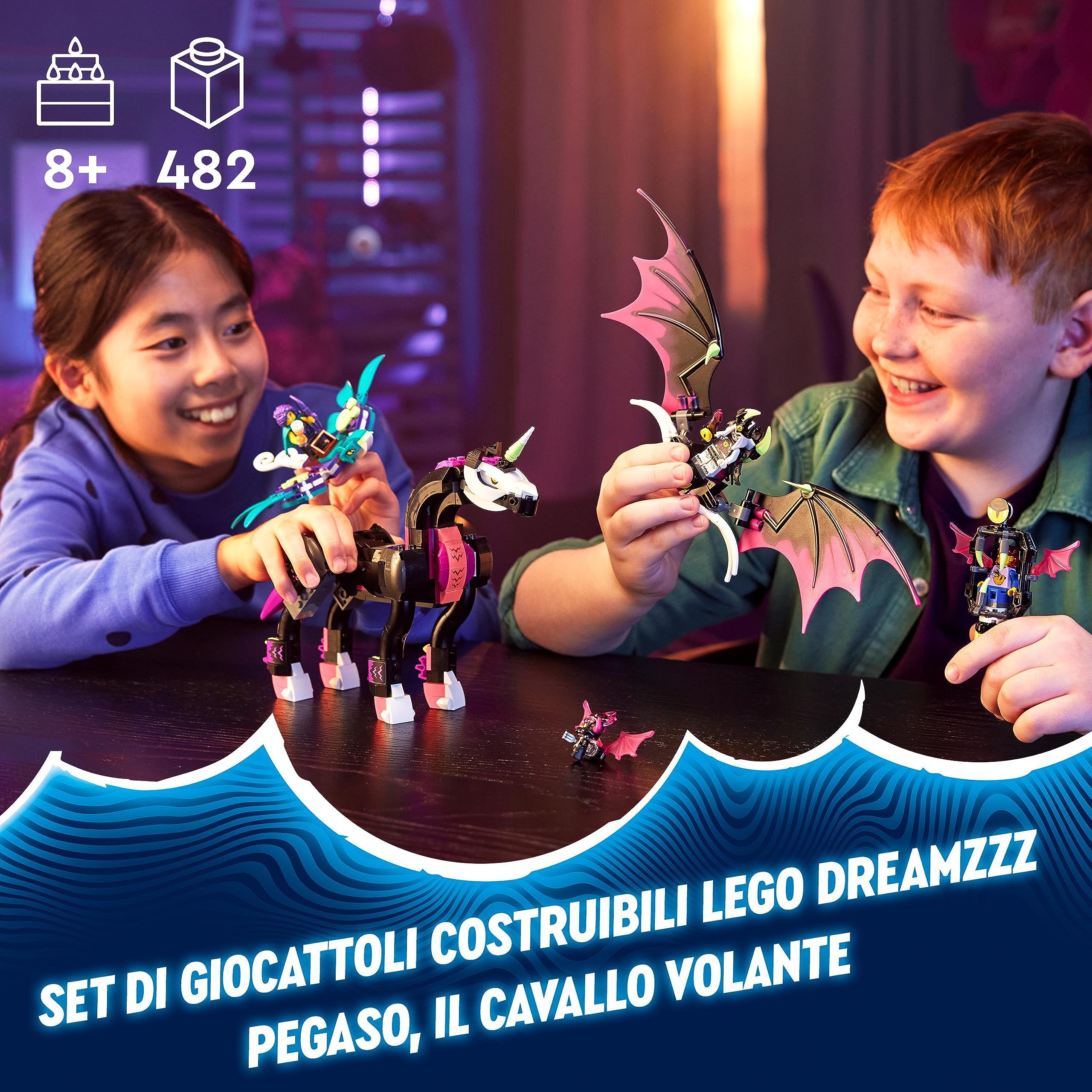LEGO DREAMZzz 2 in 1 Pegaso, il Cavallo Volante, Animale Giocattolo da Costruire in 2 Modi con Minifigure di Zoey, Nova e Re dell'Incubo della Serie TV, Giochi Creativi per Bambini e Bambine 71457