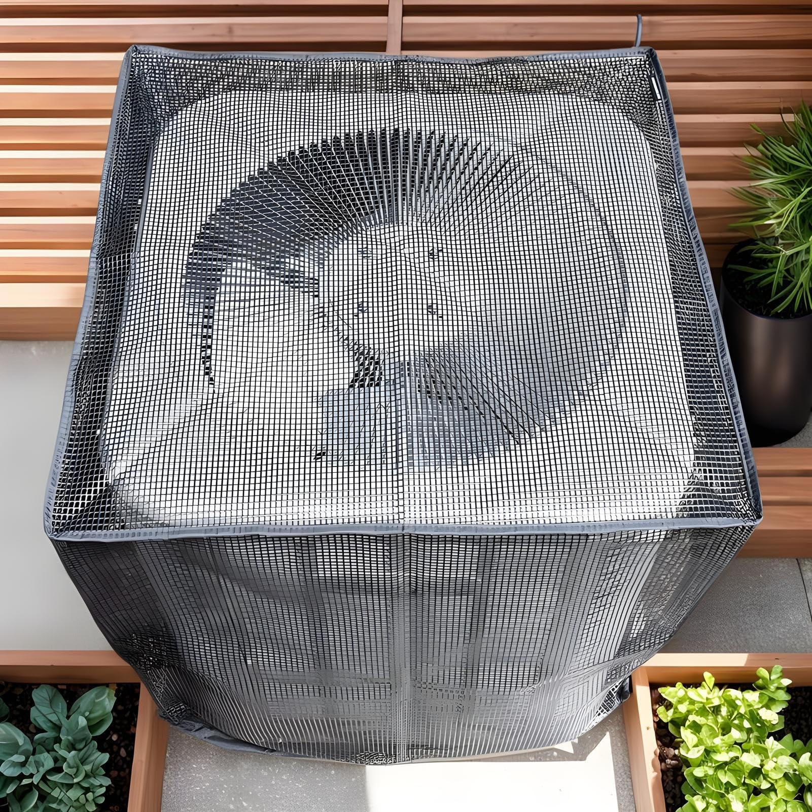 Zewnętrzna osłona klimatyzatora | składany siatkowy ochraniacz klimatyzatora | pyłoszczelny kaptur 80 x 90 x 90 cm | zimowa ochrona przed śniegiem do użytku w domu i na basenie
