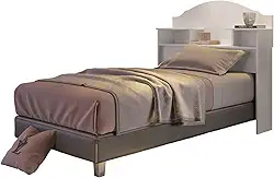 Cabeceira Solteiro para Cama Box Evelyn com Nichos, 95 x 107 x 23 cm (BRANCO)