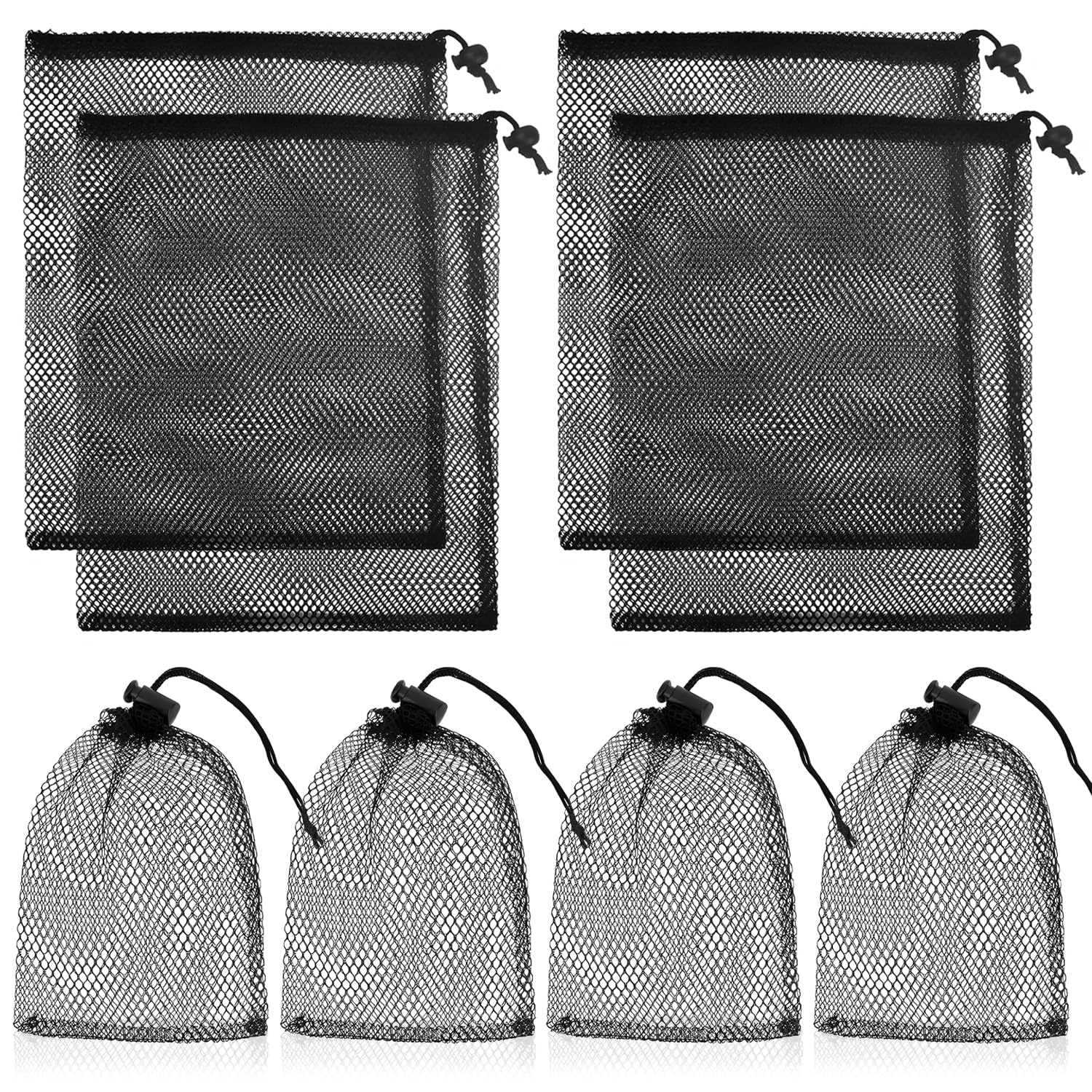 Sac à cordon en maille, grand sac à cordon en maille, organisateur de cordon, sacs de rangement, sacs en maille noire, sacs en filet en nylon pour piscine, plage