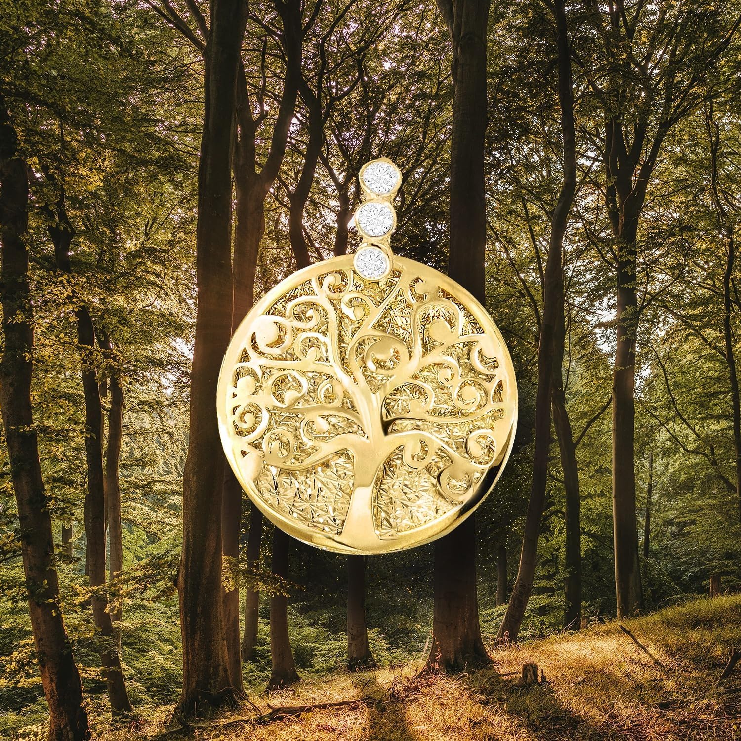 forme di Lucchetta - 14k Gold Tree of Life Pendant with Sapphires - Authentic Charm Jewelry from Italy - Image 4