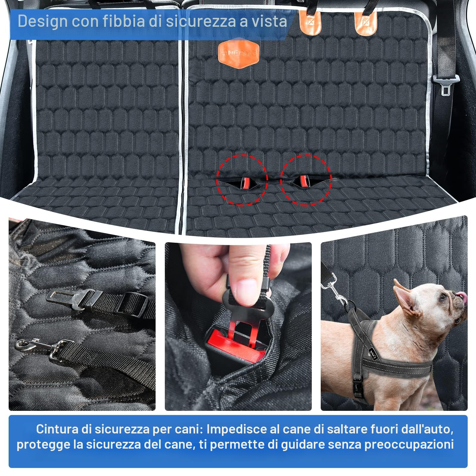 Coprisedile Auto per Cani: Copri Sedile Auto per Cani 100% Impermeabile,Telo Auto per Cani di Modalità Amaca/Panca/Tronco/Co-pilota, Viaggiare Protezione Accessori per Telo Macchina Cane