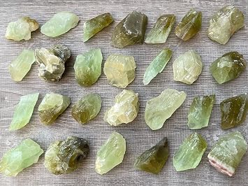 GAF TREASURES Wholesale Calcite Rough Natural Stones - Bulk Raw Crystals for Decor, Tumbling, Cabbing, Polishing, Fountain Rocks, Wicca, and Reiki Crystal Healing (Green Calcite, 0.5 Pound)