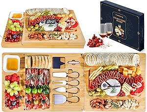 Charcuterie Boards, Thereye Cheese Board with Knife Set, Bamboo Charcuterie Board Set, Gifts for Women, Wedding Gifts, House Warming Gifts, Bridal Shower Gift (Extra Large)