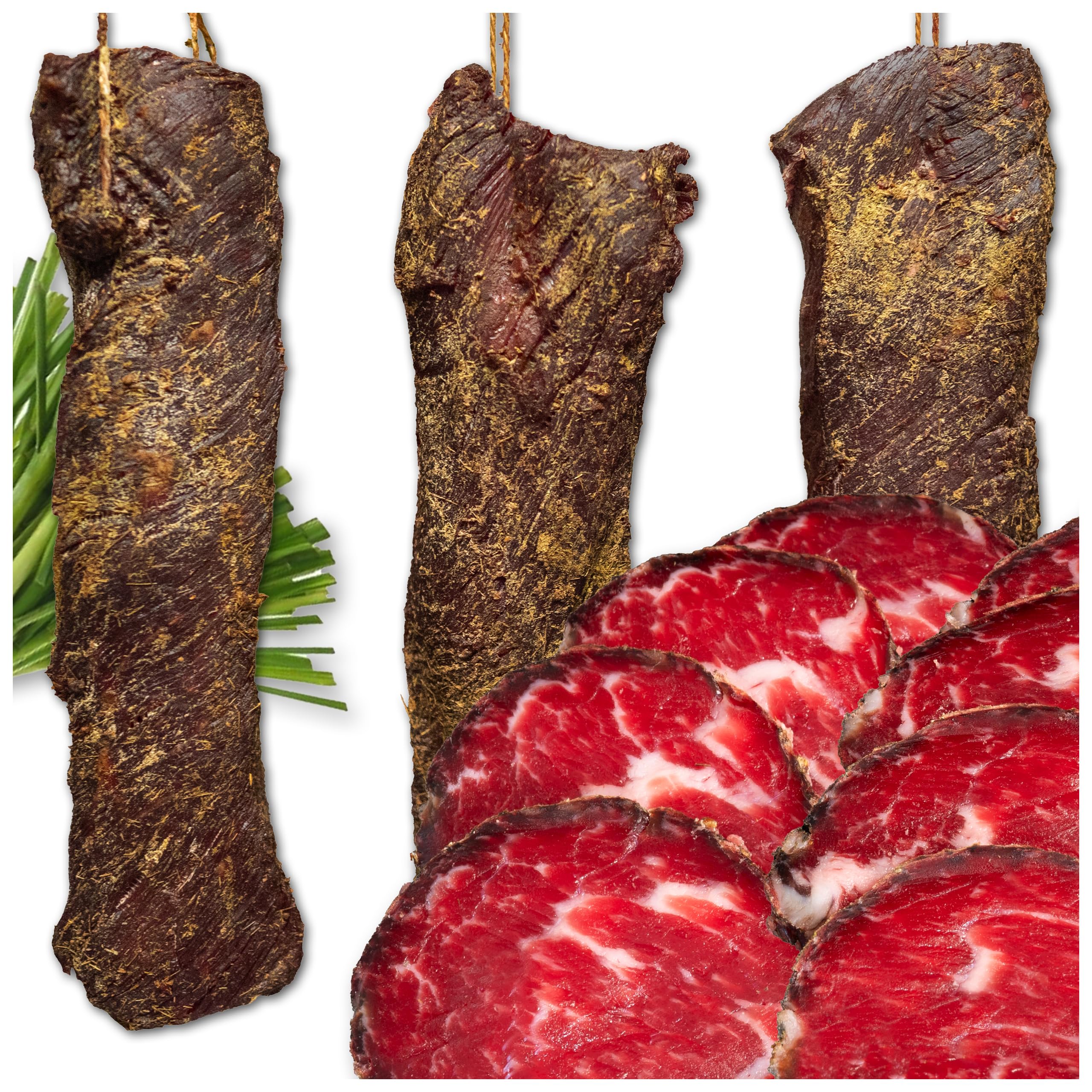 Luftgetrocknetes Rindfleisch „Mavla“ – kaltgeräuchert und mit Kräutern verfeinert- Wurstwaren 200g - Trockenwurst - Rohwurst - Dauerwurst am Stück - Trockenfleisch - getrocknete Wurst Snack