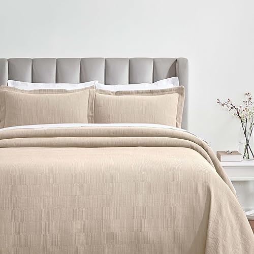 Superior Juego de colcha y funda de algodón de 3 piezas, decoración de cama para el hogar, colcha decorativa, 2 fundas de almohada, peso medio,