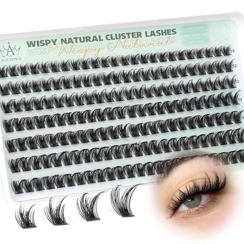 Cílios postiços em tufos ALICROWN HAIR com curvatura D, efeito wispy, 168 unidades