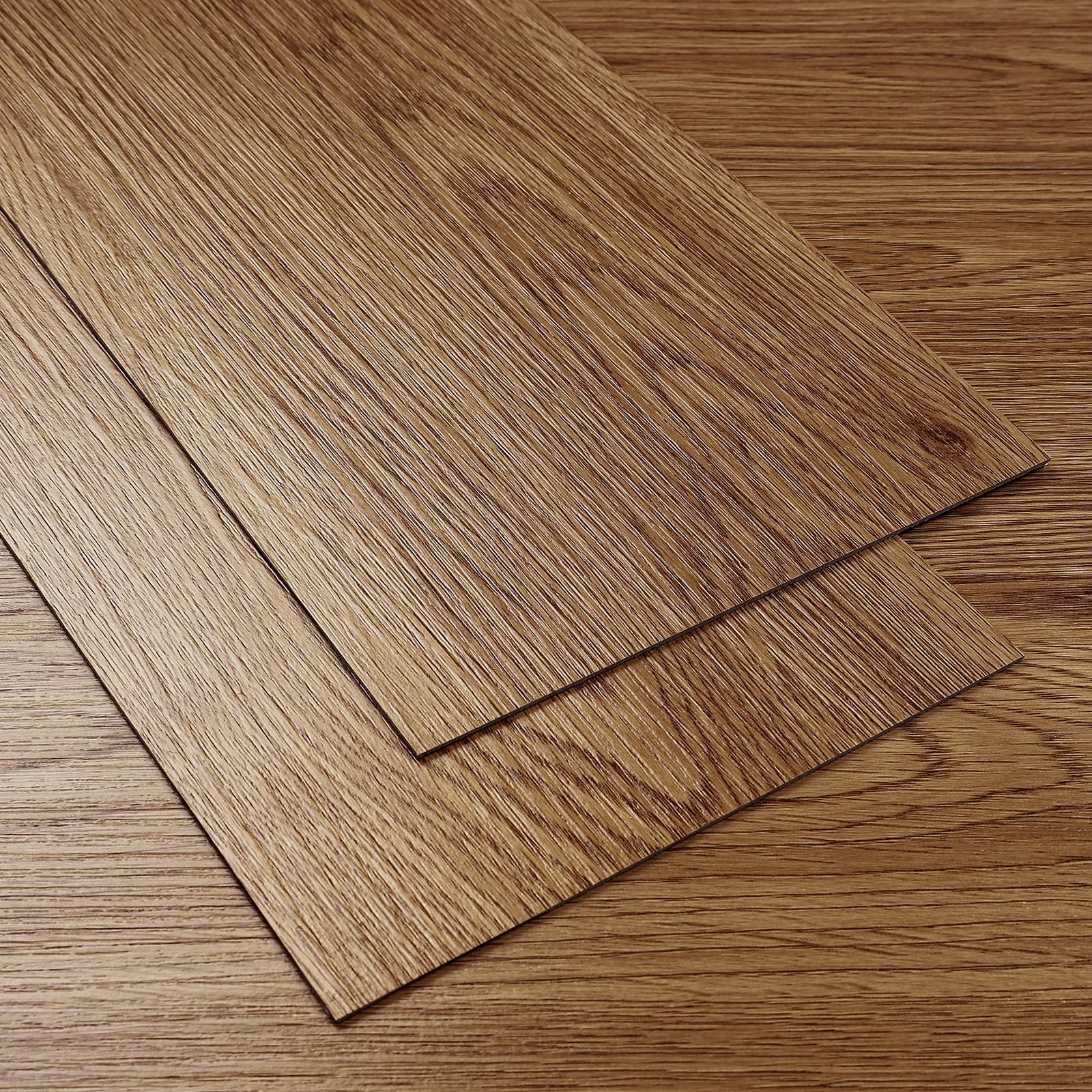 Stickyart 36 Pezzi Pavimento Adesivo Legno Marrone Impermeabili 90cm X 15cm Piastrelle Adesive Pavimento Effetto Legno Mattonelle Adesive Cucina Parquet Adesivo per Bagno Pavimenti PVC Garage Salotto
