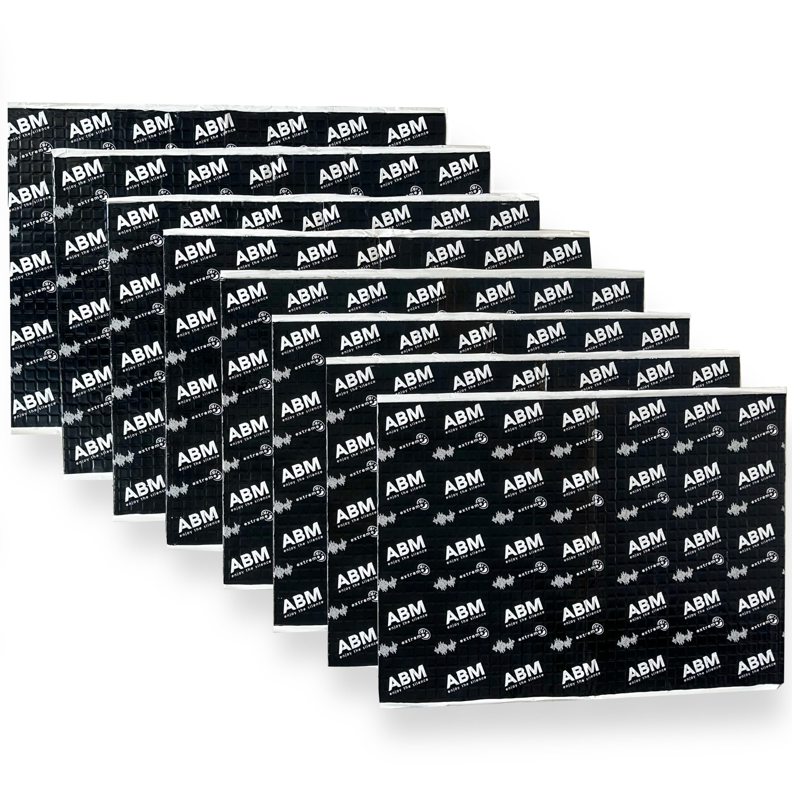 ABM Extreme - Tappetino fonoassorbente per auto, spessore 2,5 mm (98 mil), autoadesivo, 8 fogli da 50 x 70 cm ciascuno, per un totale di 2,8 m² (30,1 m²) per un isolamento acustico e antivibrazioni