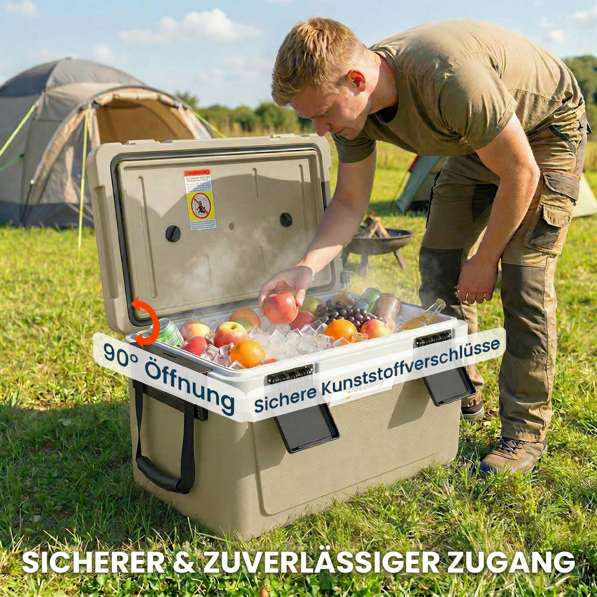 Outsunny Nevera térmica pasiva grande de 42,6 l, hasta 72 horas de refrigeración, con aislamiento de espuma de poliuretano completo, mango de válvula de drenaje, nevera portátil de HDPE, sin