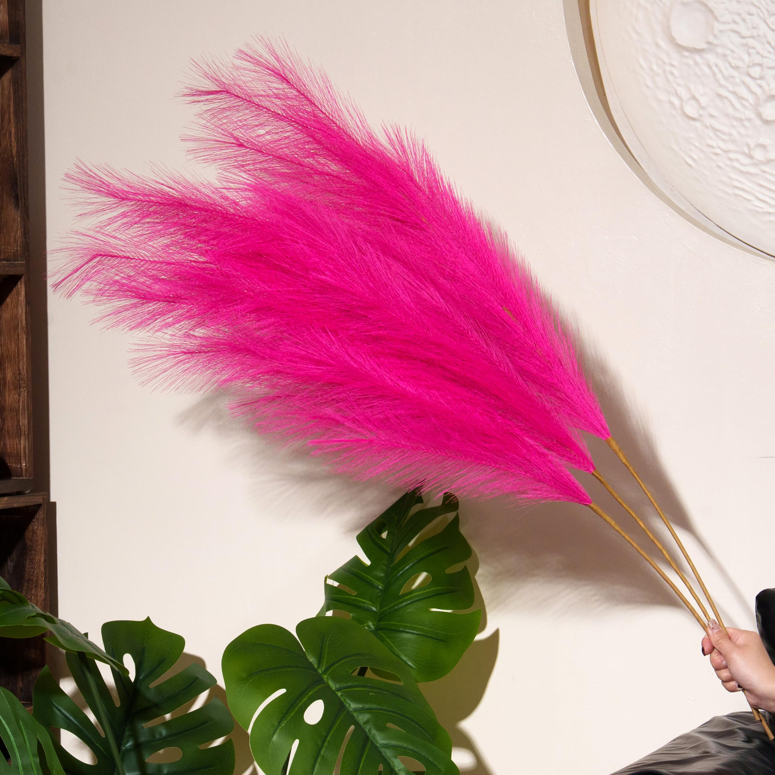 Künstliche Pampasgras, 110 cm, 8 Stück, 110 cm, große flauschige künstliche Pampasgräser, lange künstliche Federblumen, für Boho-Hochzeitsarrangements, Wohnzimmer