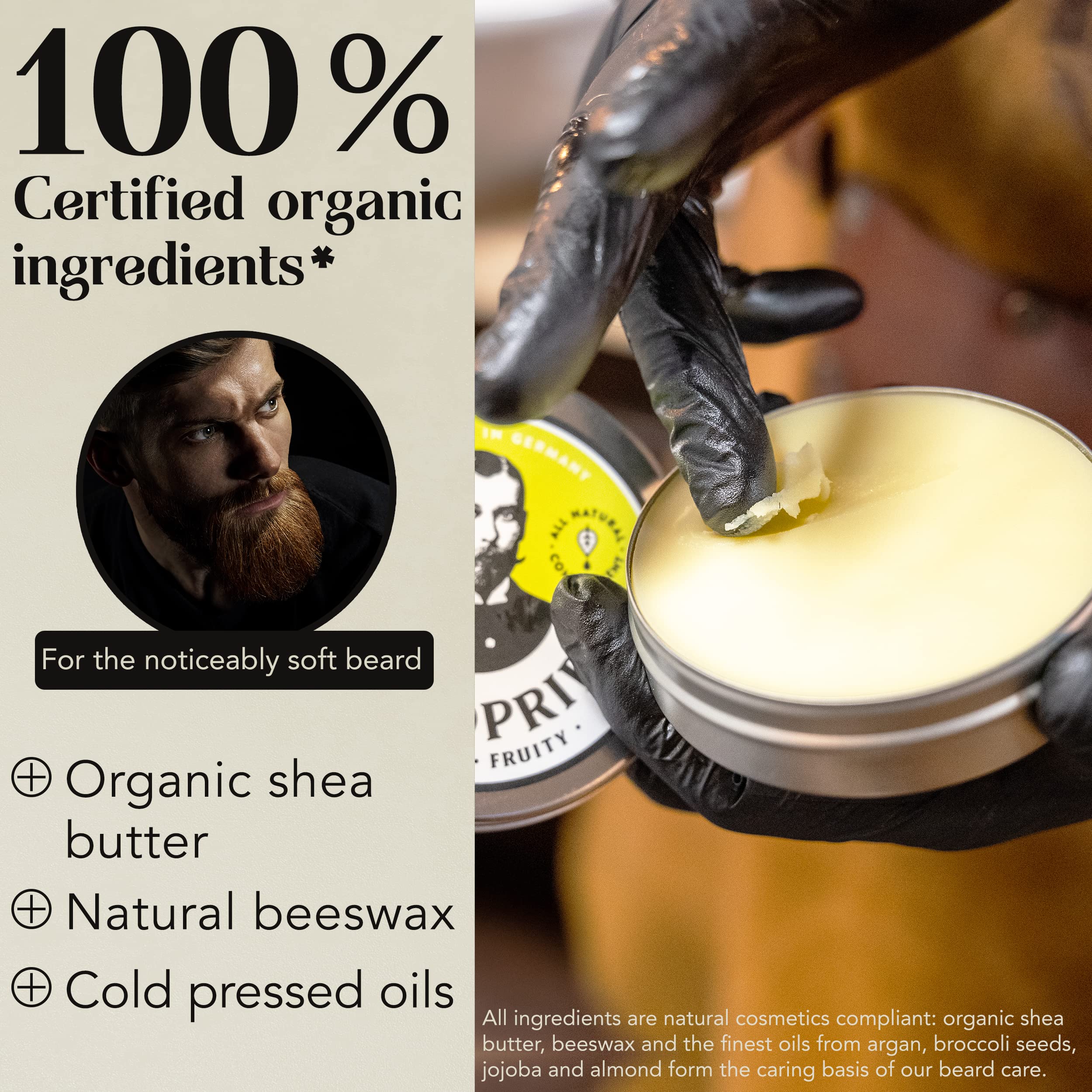 BEARDPRIDE Baume à barbe - Tropic Butter - The Original Beard Balm from the Barbershop - Notre baume à barbe est à base de beurre de karité et d'huiles naturelles - Baume à barbe - 28g